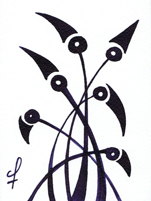 Oiseaux en méditation-India ink drawing