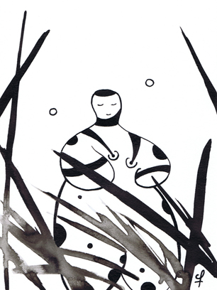 Pensées du matin – India ink drawing