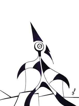 Poupée inconsciente – India ink drawing