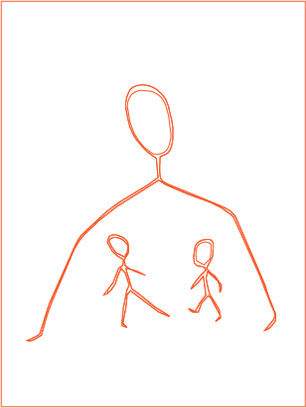 In the family: drawing to illustrate the article entitled new site Olivier Cornil.