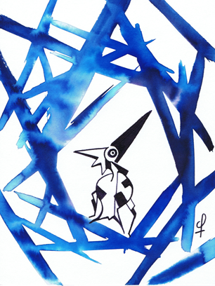 In the deep forest – India ink drawing
