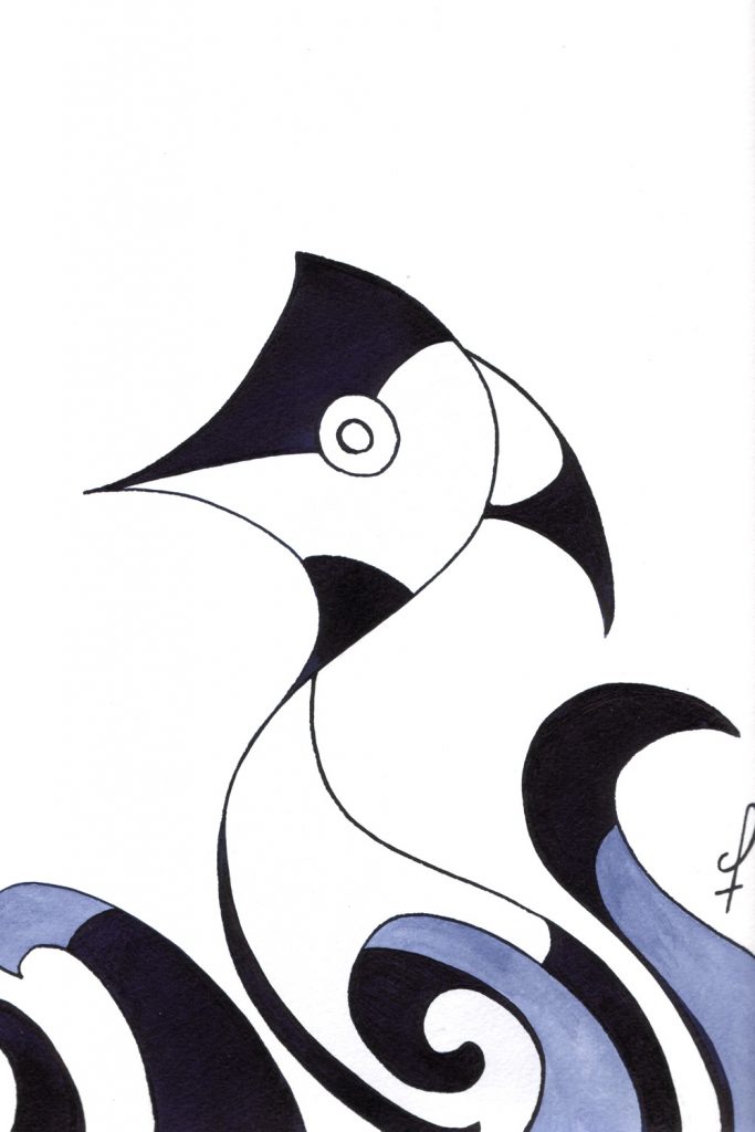 One day, One drawing - Day 010 - Sea bird 02 - Ink drawing by Olivier Cornil