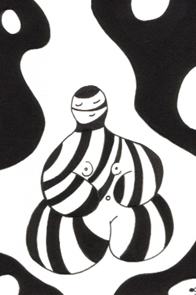 One day, One drawing - Day 014 : positive attitude - Ink drawing by Olivier Cornil