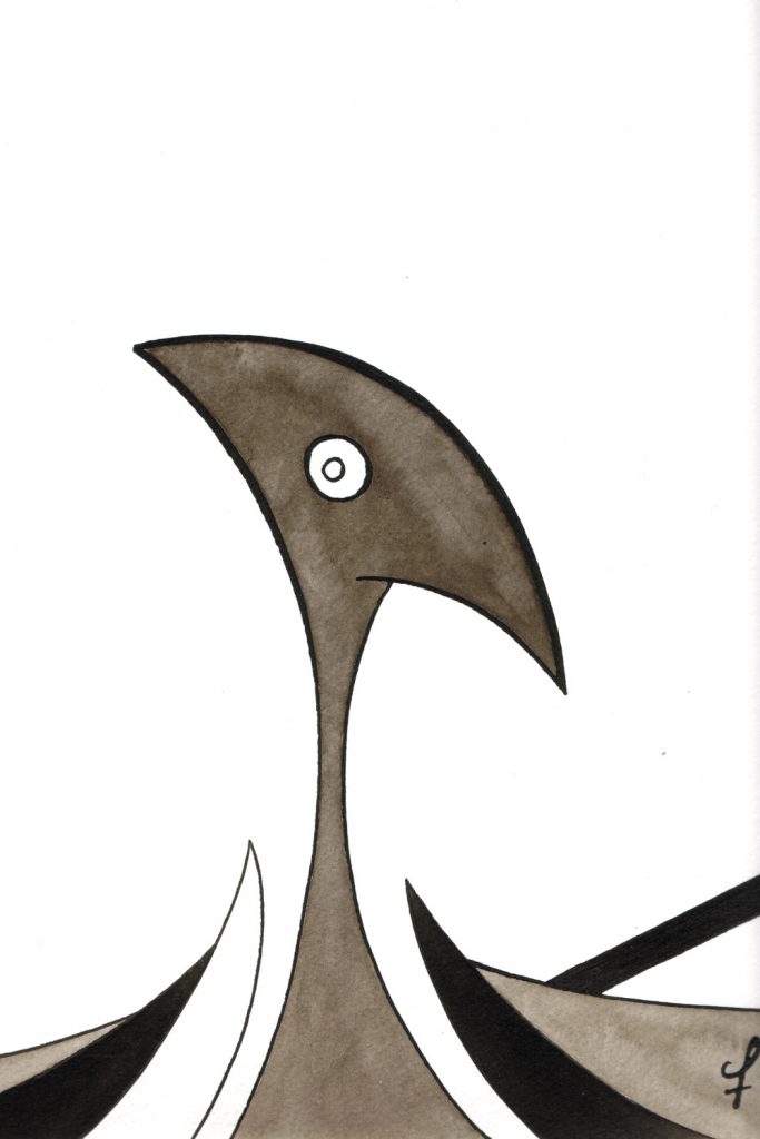 One day, One drawing - Day 020 : A promising seedling - Ink drawing by Olivier Cornil