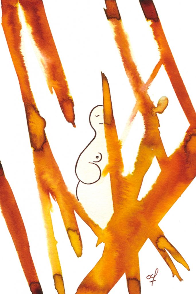 One day, One drawing - Day 030 : Fire and ice - Ink drawing by Olivier Cornil