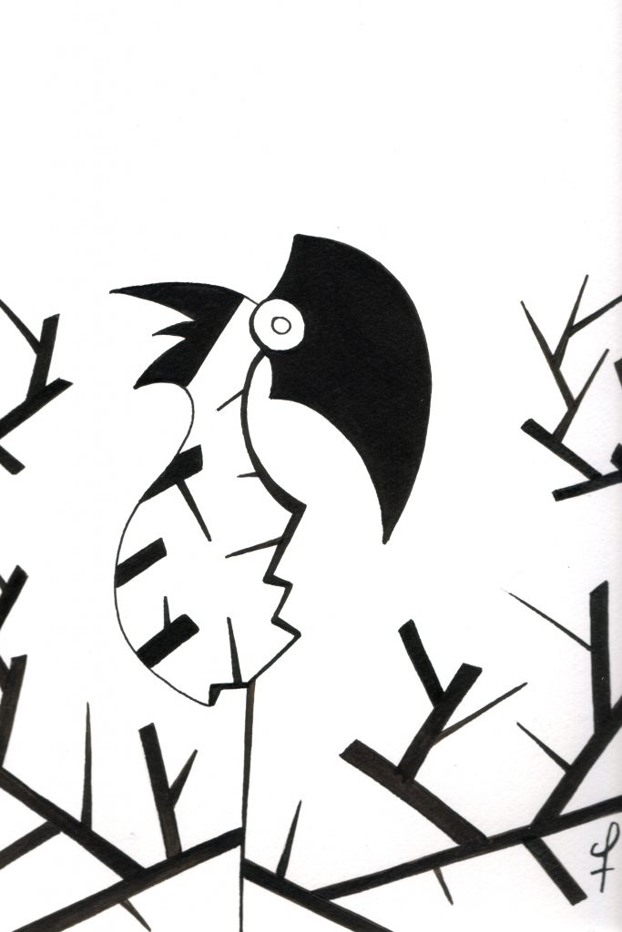 One day, One drawing - Day 036 : Tricky Situation - Ink drawing by Olivier Cornil