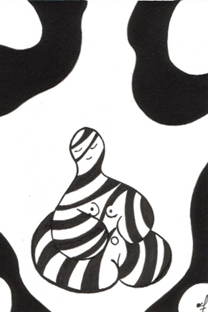 One day, One drawing - Day 040 : Pop the end of the triptych - Ink drawing by Olivier Cornil