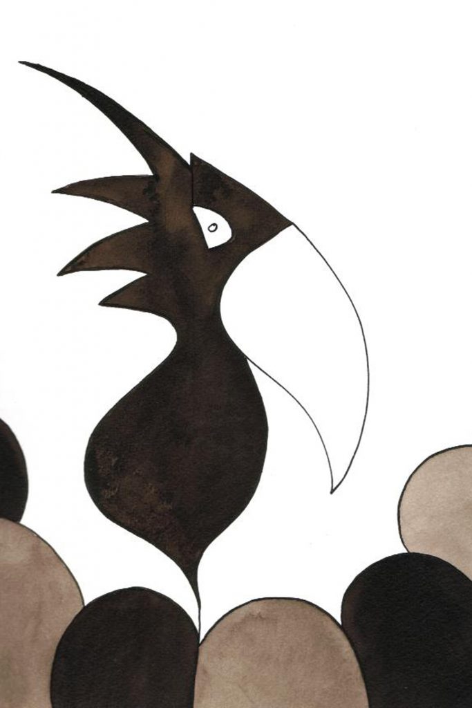 One day, One drawing - Day 041 : Big bird - Ink drawing by Olivier Cornil