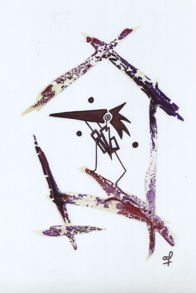 One day, One drawing - Day 042 : Purple rain - Ink drawing by Olivier Cornil