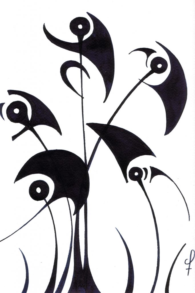 One day, One drawing - Day 043 : Everyone Seeks Their Destiny - Ink drawing by Olivier Cornil
