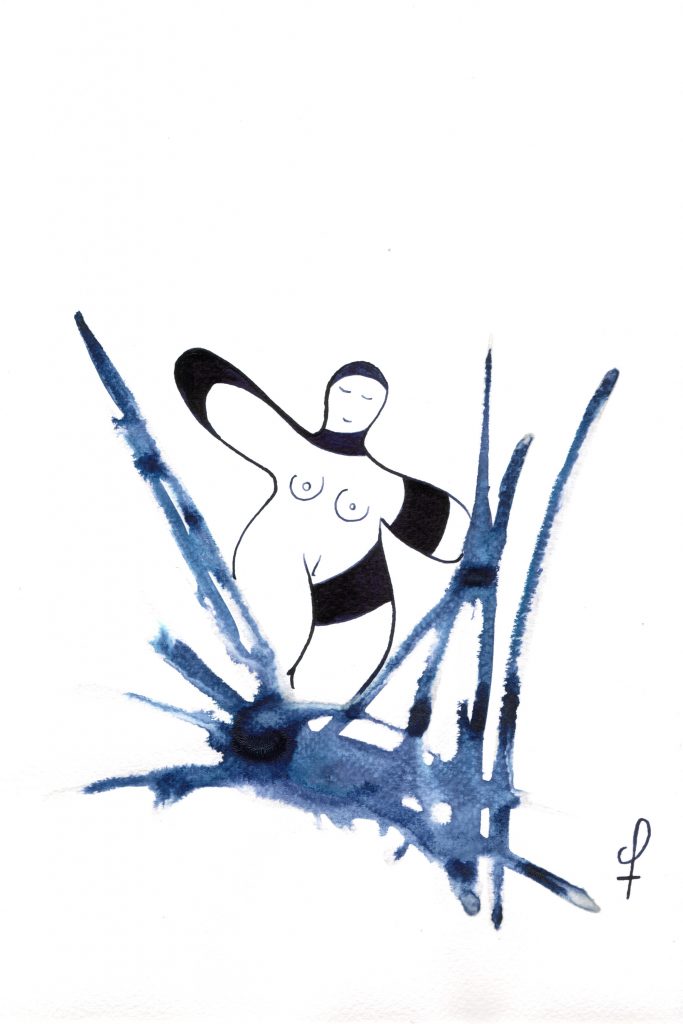 One day, One drawing - Day 044 : Free (variation) - Ink drawing by Olivier Cornil