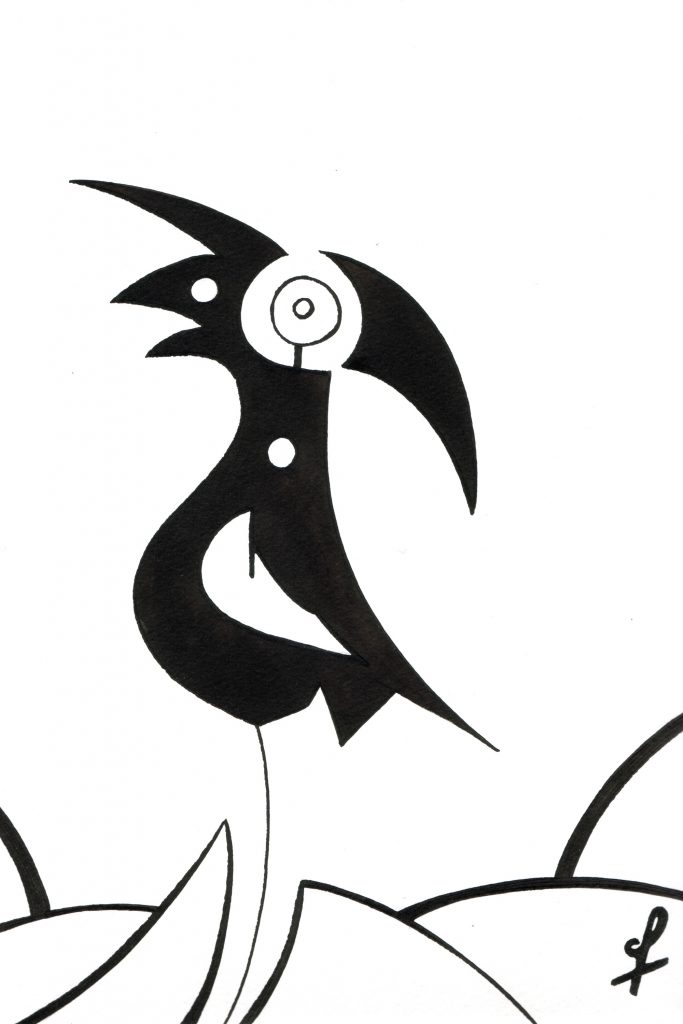 One day, One drawing - Day 055 : Reconstruction - Ink drawing by Olivier Cornil