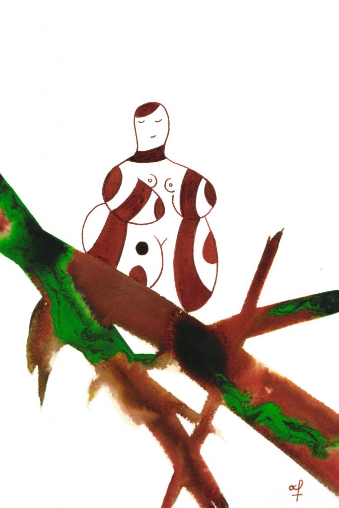 One day, One drawing - Day 056 : Unmasked - Ink drawing by Olivier Cornil