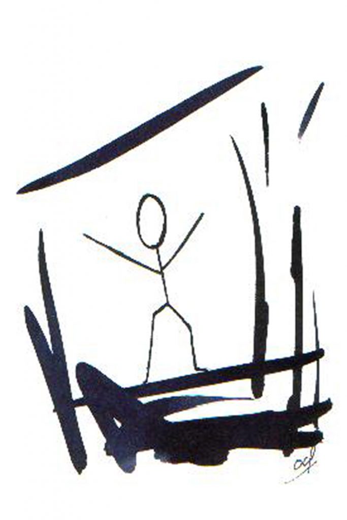One day, One drawing - Day 057 : Man Filament - Free - Ink drawing by Olivier Cornil