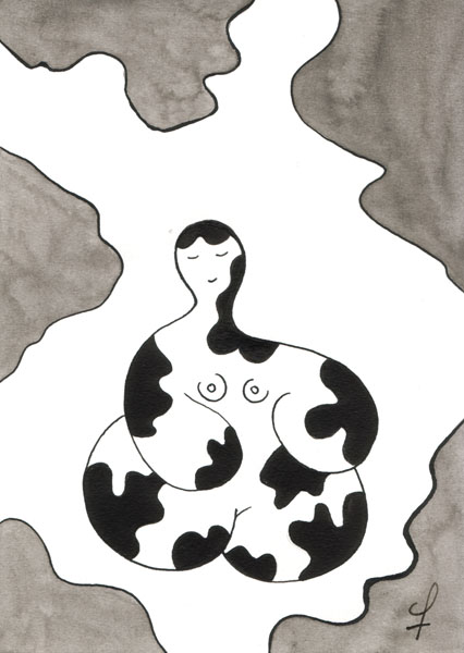 One day, One drawing - Day 065 : Stay positive - Ink drawing by Olivier Cornil