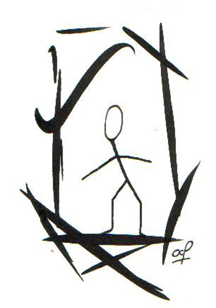 One day, One drawing - Day 066 : Like everyone else - Ink drawing by Olivier Cornil