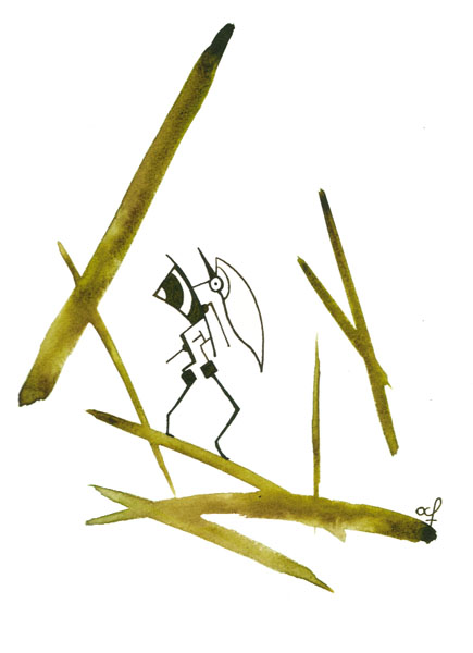 One day, One drawing - Day 069 : Army ecology - Ink drawing by Olivier Cornil