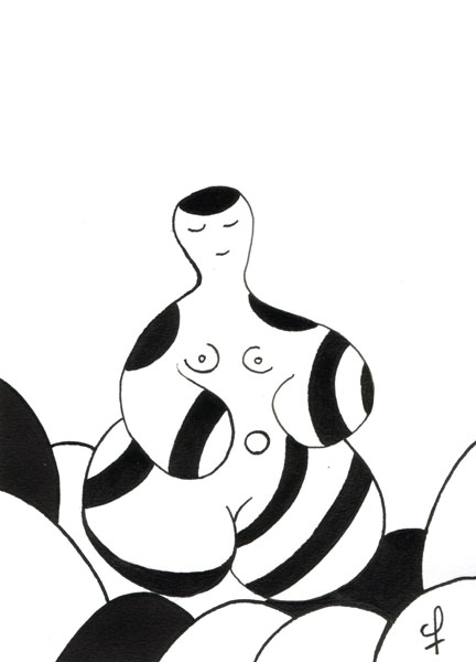 One day, One drawing - Day 072 : Woman moon: the strength of the spirit - Ink drawing by Olivier Cornil