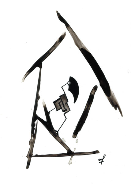 One day, One drawing - Day 080 - Ink and reason - Ink drawing by Olivier Cornil
