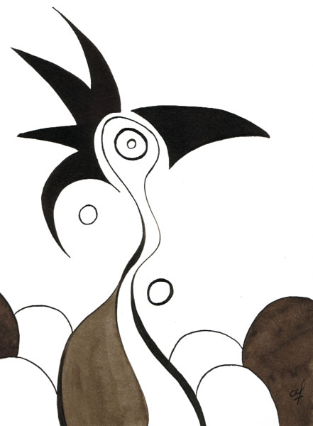 One day, One drawing - Day 086 - In the mood - Ink drawing by Olivier Cornil