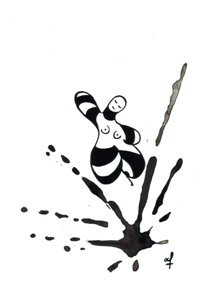 One day, One drawing - Day 089 - Ink jump - Ink drawing by Olivier Cornil