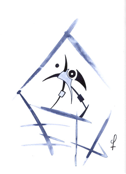 One day, One drawing - Day 090 - Azure and cool water - Ink drawing by Olivier Cornil