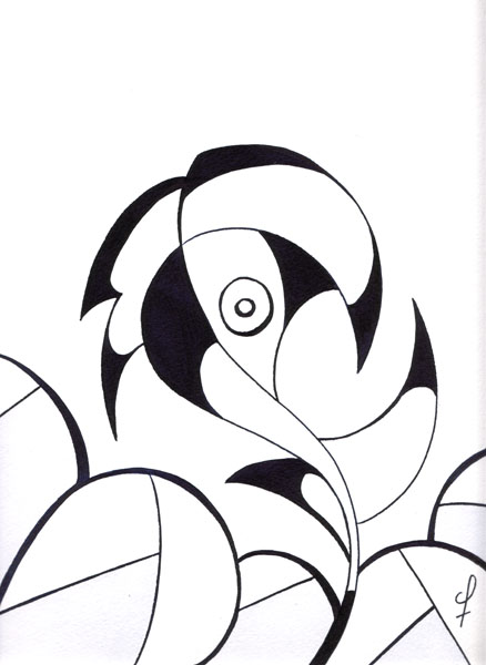 One day, One drawing - Day 095 - Of rose and blood - Ink drawing by Olivier Cornil