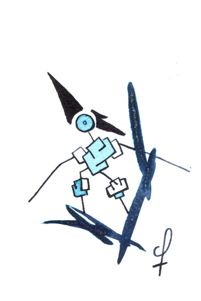 One day, One drawing - Day 101 - Air and sea - Ink drawing by Olivier Cornil
