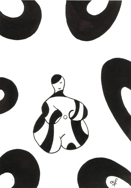 One day, One drawing - Day 104 - Pop life end of the triptych - Ink drawing by Olivier Cornil