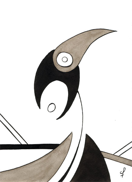 One day, One drawing - Day 107 - Need for air - Ink drawing by Olivier Cornil