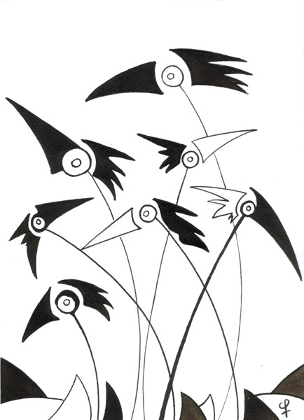One day, One drawing - Day 109 - Like a reed - Ink drawing by Olivier Cornil