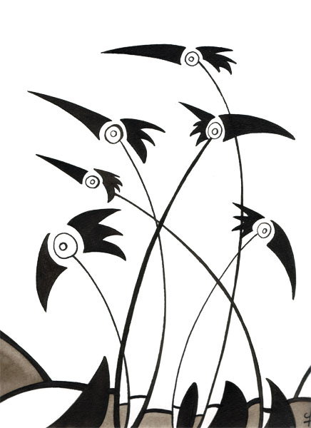 One day, One drawing - Day 114 - Guided Thinking - Ink drawing by Olivier Cornil