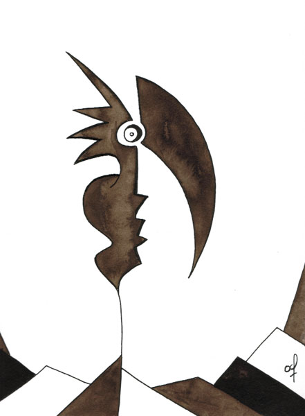 One day, One drawing - Day 115 - Untouchable - Ink drawing by Olivier Cornil