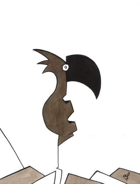 One day, One drawing - Day 129 - Piece of humanity 01 - Ink drawing by Olivier Cornil