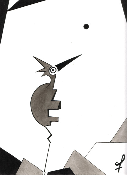 One day, One drawing - Day 130 - Piece of humanity 02 - Ink drawing by Olivier Cornil
