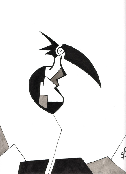 One day, One drawing - Day 133 - Piece of humanity 05 - Ink drawing by Olivier Cornil