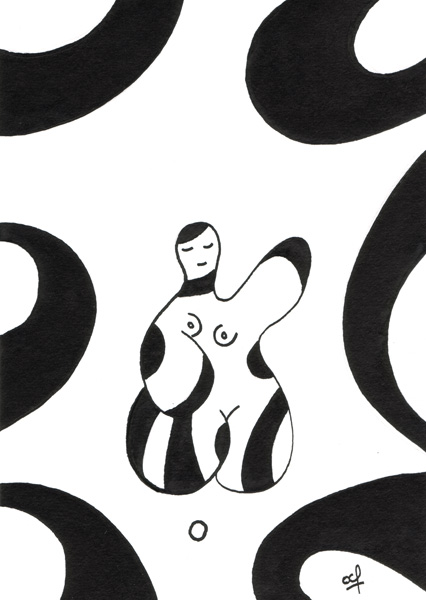 One day, One drawing - Day 134 - Little idea - Ink drawing by Olivier Cornil