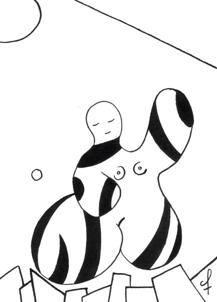 One day, One drawing - Day 137 - Light of hope - Ink drawing by Olivier Cornil