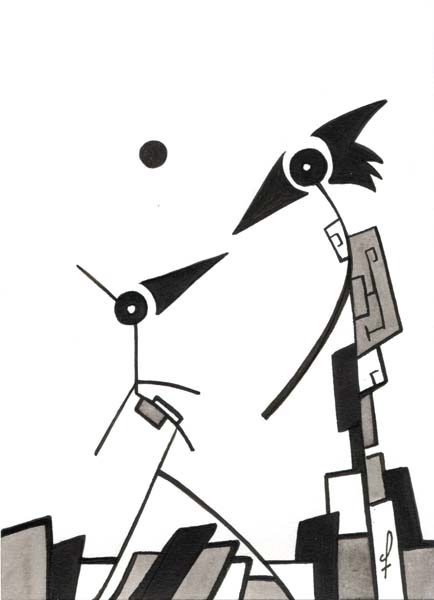 One day, One drawing - Day 140 - Empirical authority - Ink drawing by Olivier Cornil