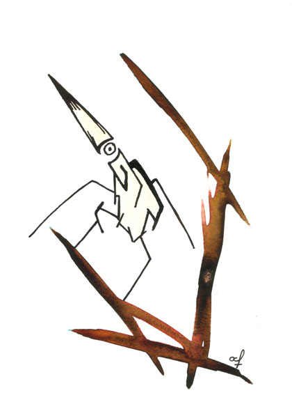 One day, One drawing - Day 143 - Like a rocket - Ink drawing by Olivier Cornil