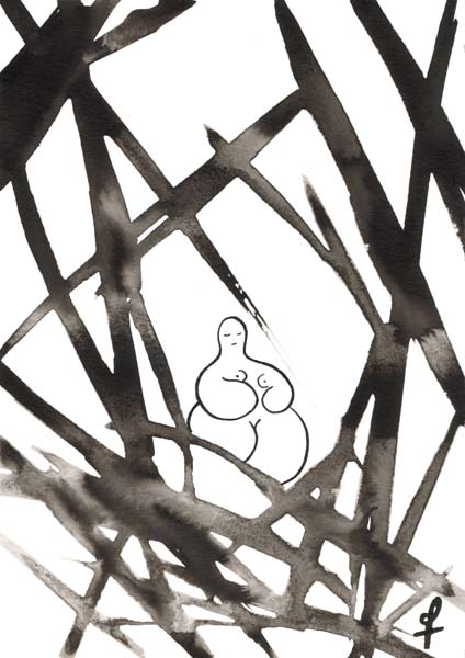 One day, One drawing - Day 144 - Birth of an idea - Ink drawing by Olivier Cornil