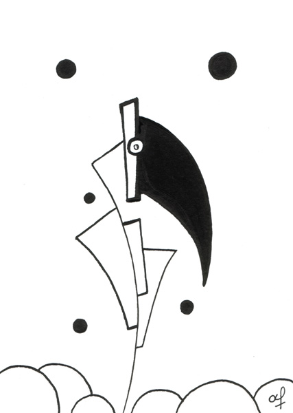 One day, One drawing - Day 150 - Between black and white - Ink drawing by Olivier Cornil