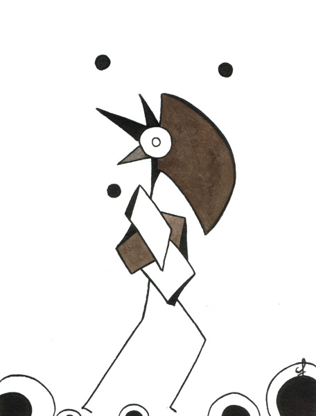 One day, One drawing - Day 153 - Reprogrammed - Ink drawing by Olivier Cornil