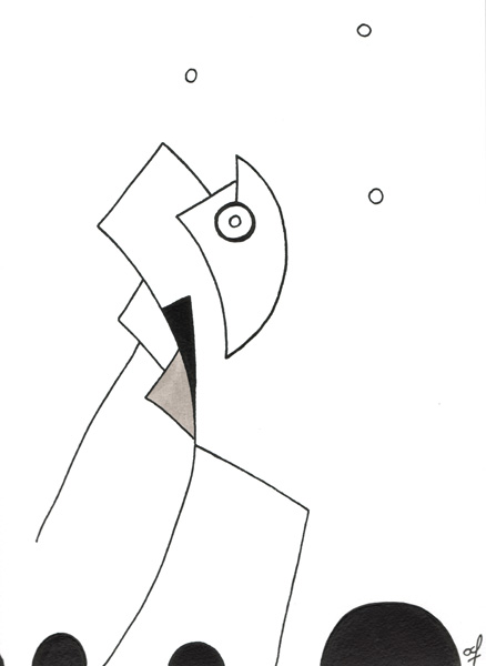 One day, One drawing - Day 156 - End of the year - Ink drawing by Olivier Cornil