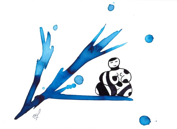 One day, One drawing - Day 161 - Dream in blue - Ink drawing by Olivier Cornil