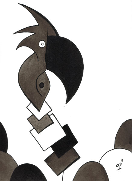 One day, One drawing - Day 165 - It's complicated! (2) - Ink drawing by Olivier Cornil