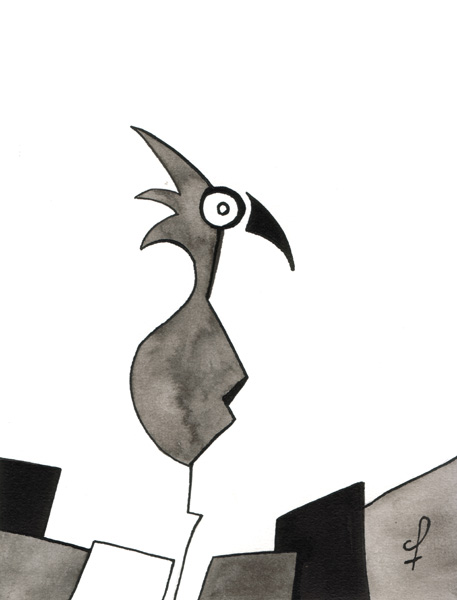 One day, One drawing - Day 166 - Not sure ! - Ink drawing by Olivier Cornil
