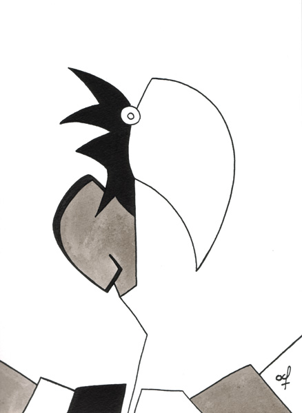 One day, One drawing - Day 167 - Big Beak - Ink drawing by Olivier Cornil