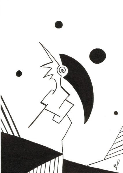 One day, One drawing - Day 168 - Of illusion and reason - Ink drawing by Olivier Cornil