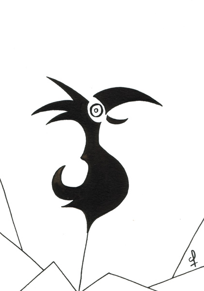 One day, One drawing - Day 184 - It's party time ! - Ink drawing by Olivier Cornil